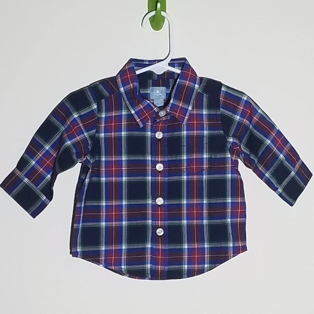 Gap Button Down Plaid Polo Shirt 3-6m